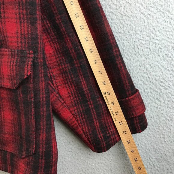 40s 50s Vintage Woolrich Coat, Red and Black Mackinaw Plaid Wool Jacket L - Picture 9 of 11